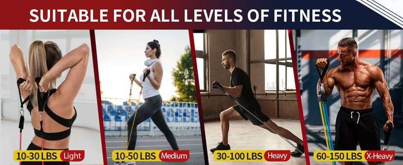 WHATAFIT Resistance Bands, Exercise Bands,Resistance Bands for Working Out, Work Out Bands with Handles for Men and Women Fitness, Strength Training Home Gym Equipment