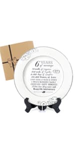 25th Anniversary Plate with Platinum Foil - Silver 25 Year Marriage Anniversary Wedding Gifts for Couple Her Him Husband Wife, 9"