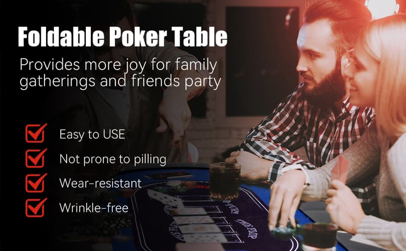 Rioloiuy 8 Player Poker Table Foldable, Texas Holdem Casino Table with Padded Rails & Cup Holders, Portable Folding Game Table for Home or Game Room, 71 Inch