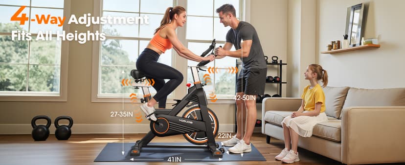 YOSUDA PRO Magnetic Exercise Bike 350 lbs Weight Capacity - Indoor Cycling Bike Stationary with Comfortable Seat Cushion, Silent Belt Drive 010C