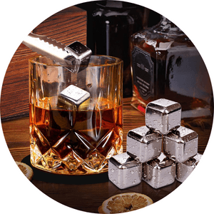 Whiskey Set Gifts for Men, DIOXADOP 6 Stainless Steel Whisky Stones 2 Crystal Whisky Glasses 1 Blessing Card in a Exquisite Wooden Box, Prepare a Gift for Whiskey Scotch Bourbon Lover
