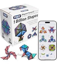 TOSY Magnet Pyramid Glow - 1 Cube Transforms into 1 Billion Shapes, 15 pcs (12 Puzzle pcs & 3 Accessories), 243 Magnets, Glowing, Christmas Stocking Stuffers Gift for Kids, Creative Puzzle STEM Toy