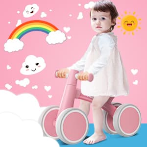 12-24 Months Toddler Bike, First Learning Ride on Toys, 4 Silent Wheels Indoor Outdoor Baby Walker, Pink New SEREED Baby Balance Bike for 1 Year Old Boy Girl, First Birthday Gift Toy B0B38JGP21
