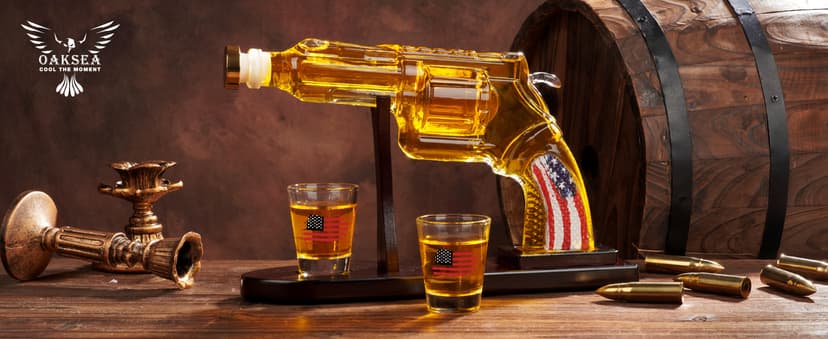 Gifts for Men Dad, Unique Christmas Anniversary Birthday Gift for Him Husband, 9 Oz Whiskey Decanter Set with 2 Oz Shot Glasses, Cool Persinalized Presents liquor dispenser for Home Bar