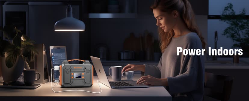 Portable Solar Generator, 300W Portable Power Station with Foldable 60W Solar Panel, 110V Pure Sine Wave 280Wh Lithium Battery Pack with USB DC AC Outlet for Home Use RV Van Outdoor Camping-Orange