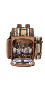 Hap Tim Picnic Basket Backpack for 2 Person with 2 Insulated Cooler Compartment, Wine Holder, Fleece Blanket, Cutlery Set, Gifts Ideals for Wedding, White Elephant, Bridal Showers, Christmas B09NLXDWYG