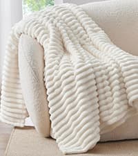 Ultra-Soft Plush Fleece, Cozy, Warm Yet Lightweight, Ribbed Texture, Home Decor, Machine Washable, Giftable, All-Season Use BEDELITE Ribbed Fleece Throw Blanket for Couch, Cream, 50"x60" B0CSFJR66V