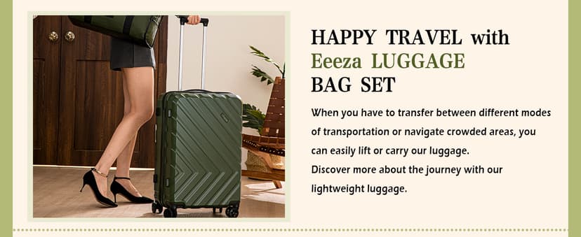 Eeeza Luggage Sets 5 Piece, Suitcases with Wheels, ABS Hard Case Luggage with TSA Lock Spinner Wheels, Carry On Luggage Set(5 Piece Sets (20"/24"/28"/DB/TB))