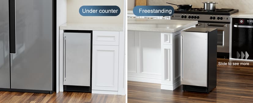 COTLIN 15" W Drainless Under Counter Ice Maker with 22LBS Storage Bin, Crescent Ice, Free Standing Built-in Ice Maker for Residential Commercial Use, No Drain Required, ETL Approved, 2026 Upgraded
