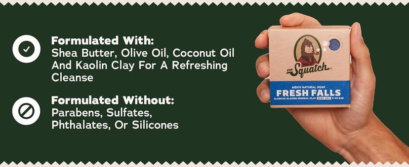 Cleansing Cold Process Soap, Gifts for Men (Coastal Mist, Fresh Falls, Sierra Storm, Rainforest Rapids & Coconut Castaway) Dr. Squatch Natural Men’s Bar Soap, Body Soap Bar (5oz, 5-Pack) B0F197LRLH