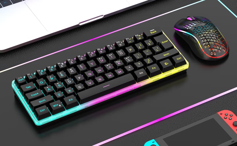 RedThunder 60% Wireless Gaming Keyboard & Mouse Combo with Rechargeable Battery, Ultra-Compact Small RGB Mechanical Feel Keyboard, Ergonomic Lightweight Honeycomb Optical Mouse for Gaming/Business