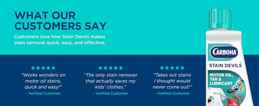 Carbona Stain Devils® #7 | Motor Oil, Tar & Lubricant | Professional Strength Laundry Stain Remover | Multi-Fabric Cleaner | Safe On Skin & Washable Fabrics | 1.7 Fl Oz, 3 Pack