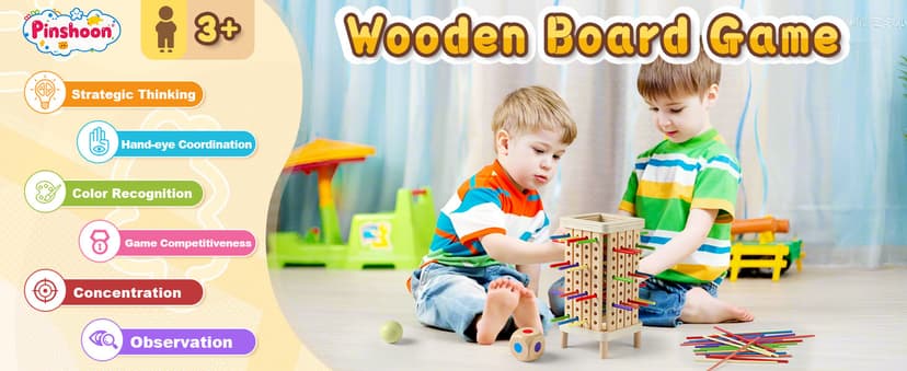 Montessori Game Wooden Board Game, Multiplayer for Kids 4-8, Math Educational, Fine Motor Skill Toy for Girls Boys, Classic Fun Games for Age 3 4 5 6 7 8 Girls Boys Gifts