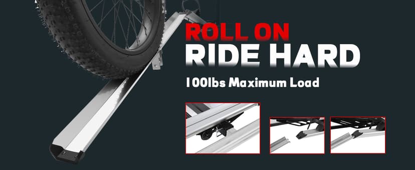 Hitch Mount Single Bike Rack with Ramp for Electric Bike, 100 lbs. Capacity Bike Carrier for Truck, Trailer, RV, SUV