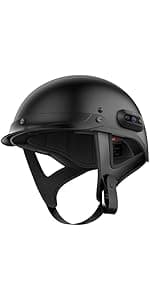Sena Cavalry 2 Mesh Intercom Enabled Motorcycle Half Helmet, Integrated Communication System (Matte Black, Large)