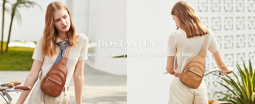 BOSTANTEN Small Sling Bag for Women Leather Crossbody Bags Fanny Pack Chest Bag for Travel