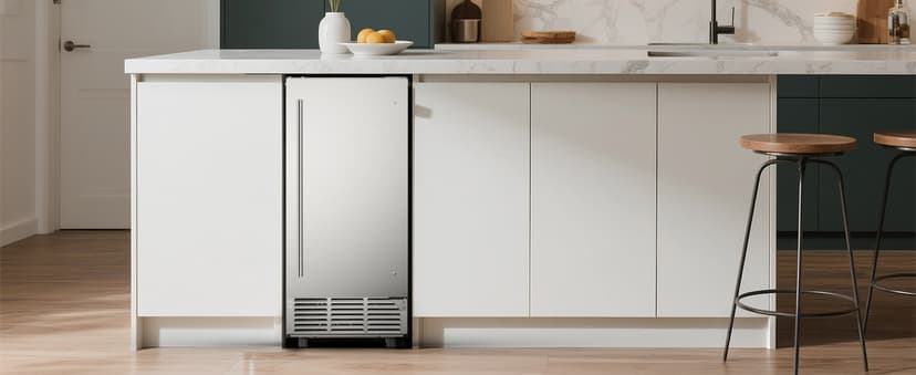 Mojgar ETL Approval Commercial Under Counter Ice Maker 100 Lbs/Day with 30 LBS Bin, 15" W Freestanding Built-in Ice Maker, Undercounter Ice Machine with Self Cleaning for Home/Bar/Restaurant,Silver