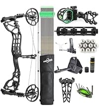 AMEYXGS Archery E8 Compound Bow Set for Adults and Teens RTH Hunting and Target Practice 19”-30” Draw Length,19-70 Lbs Draw Weight,up to IBO 320 fps,Limited Life-time Warranty