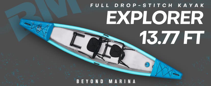 BEYOND MARINA Inflatable Kayak 1 & 2 & 3 Person Adult- Full Drop Stitch Kayak with Aluminum Paddles, Seats, Footrests, Pump, Fins