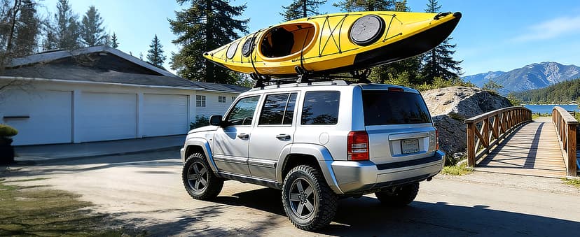 PIRIPARA Kayak Roof Rack 2 Pairs J-Bar Carrier Holder for Canoe, SUV, Cars, Truck, Surf Ski, Car Top Mount Racks for Trip, Set of 4