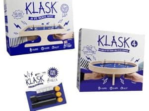 KLASK: The Magnetic Award-Winning Party Game of Skill - for Kids and Adults of All Ages That’s Half Foosball, Half Air Hockey