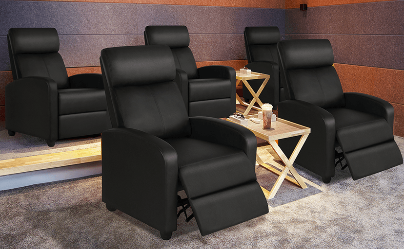 Yaheetech 2-Seat Reclining Chair Leather Recliner Sofa Modern Chaise Couch Lounger Sofa for Living Room Home Theater Black