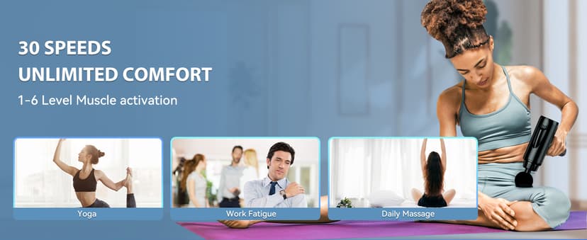 Massage Gun Deep Tissue, Handheld Electric Muscle Massager, High Intensity Percussion Massage Device for Pain Relief with 9 Attachments & 30 Speed(Black)