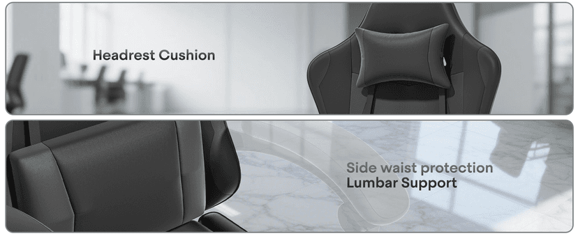 Athena Collection Gaming Chair, Ergonomic Gaming Chair with Footrest & Headrest Lumbar Support, Height Adjustable Swivel Computer Chair Office Chair Adults(Carbon Fiber Black)