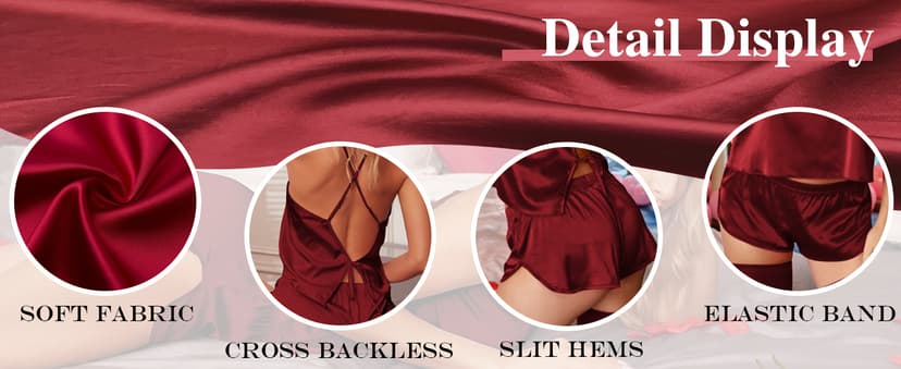 Sexy pajama set for women,Cami Top and Shorts Sets,2 Piece Silky Sleepwear for Valentines,Bridal Party,Honeymoons Gifts Ekouaer Silk Pajamas Set for Women Satin Backless Lingerie Pjs Nightwear B0876WYLZT