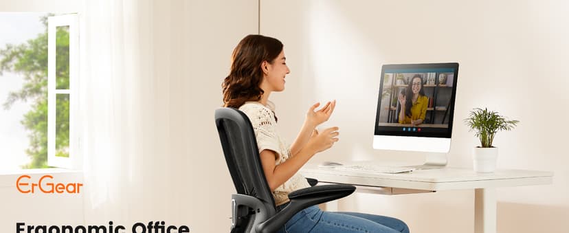ErGear Drafting Chair, Standing Desk Chair with Flip-Up Armrests, High Desk Chair Adjustable Height, Ergonomic Tall Office Chair with Lumbar Support and Adjustable Footrest Ring