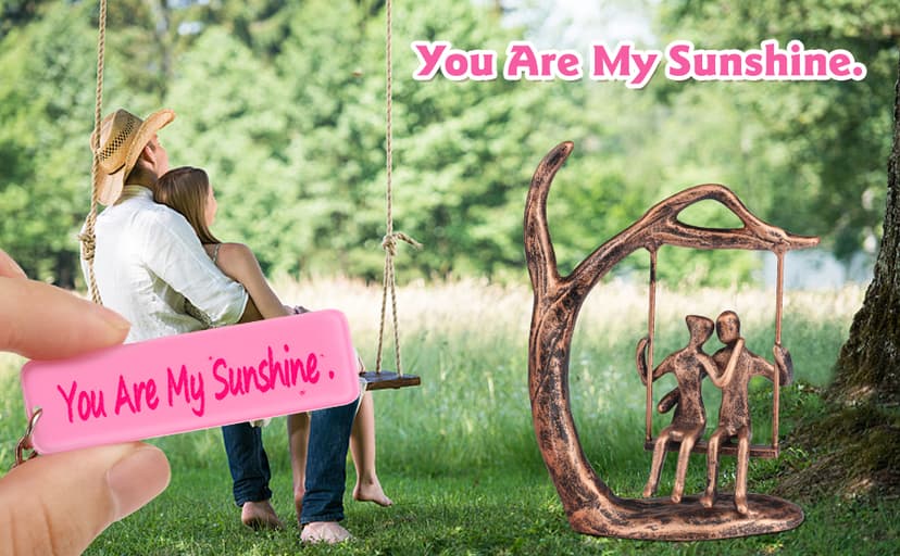 Anniversary Wedding Gifts for Couple/Her - Romantic Couple Statue in Love, Antique Bronze Metal Figurine Sweet Loving Together Iron Sculpture Decor, Gifts for Wife Husband Christmas