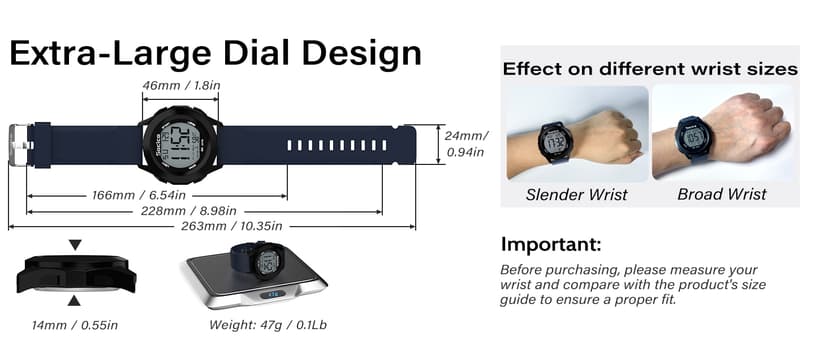 SOCICO Mens Digital Watch Sports Waterproof Outdoor Large Face Military Watches with Stopwatch Back Light Alarm Date Display