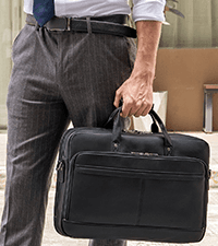 Masa Kawa Leather Slim Briefcase for Men 16” Laptop Shoulder Messenger Computer Bag Business Travel Work Attache Case