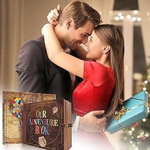 Our Adventure Book Travel Diary Photo Book,Scrapbook, Photo Album,Retro Style Travel Souvenir, Vintage Guestbook DIY Anniversary Wedding Travel Writing Baby Friend Gift, Heartfelt Present(Ball)