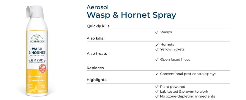 Wondercide - Wasp and Hornet Killer Aerosol Spray with Natural Essential Oils - Kill Wasps, Hornets,and Yellow Jackets - for Porch, Patio, and Outdoor Areas - Pet and Family Safe - 10 oz - 2 Pack