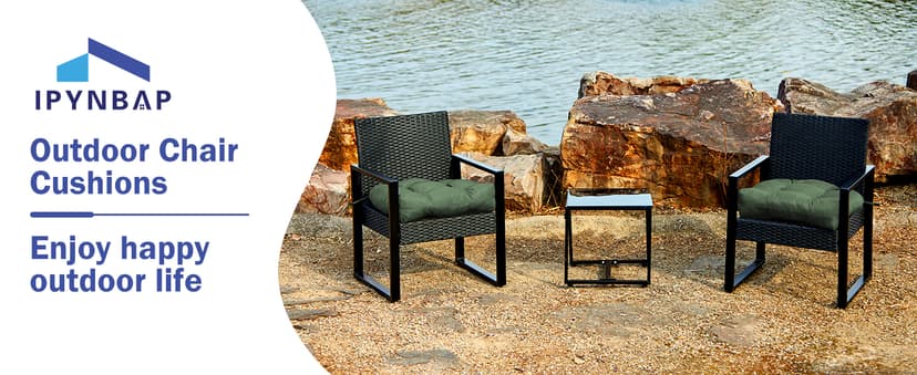 IPYNBAP Outdoor Chair Cushions Set of 2, Patio Chair Cushions with Ties, 19x19+5” Tufted Outdoor Seat Cushions, Waterproof Patio Furniture Cushions, Outdoor Dining Chair Pads, Forest Green
