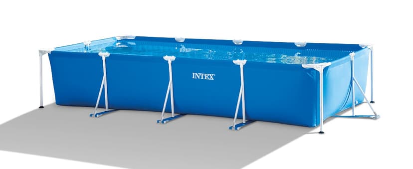 Intex 14.75' x 86" x 33" Rectangular Frame Above Ground Outdoor Backyard Swimming Pool with Flow Control Valve for Quick Draining, Blue - Pool Only