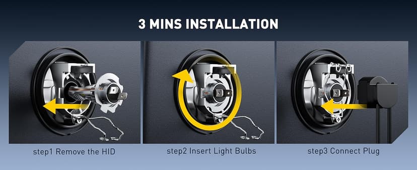 AUXITO Upgraded H7 Bulbs, 50000LM 1000% Brighter, 6500K Cool White, 1:1 Beam Pattern, Plug-N-Play with Cooling Fan, Pack of 2