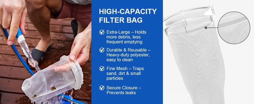 2025 Upgraded Handheld Pool Vacuum Cleaner for Above Ground & Inground Pools - Cordless Pool Cleaner w/18.5GPM Suction, Telescoping Pole(20-69in), 2 Brush Heads - Ideal for Spas & Hot Tubs