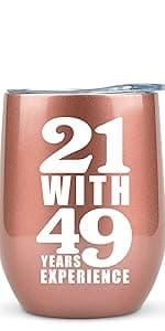 KLUBI 50th Birthday Gifts for Women Funny - 12 Ounce 21 with 29 years Experience Wine Glass 50th Birthday Gifts for Her, 50 Year Old Gift, 1975 Birthday Gifts For Women Turning 50