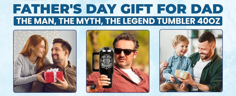 Father Day Gifts For Dad from Daughter Son Kids, Birthday Gifts for Daddy, Present for Dads, Dad Tumbler 40 Oz, Best Father Mug, Cool Coffee Cup Ideas for Papa, Elderly Fathers, Step Daddy, New Papa