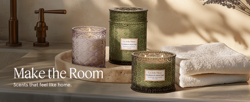 LA JOLIE MUSE Santal Rose Scented Candle – Saffron, Rose & Leather | 6 oz Natural Soy Wax | 40 Hours Clean Burn | Gift-Ready for Hosts & Gatherings | Elegant Home Decor