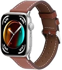 Thin Soft Goatskin Women Leather Bands Compatible With Apple Watch Band 49mm 46mm 45mm 44mm 42mm 41mm 40mm 38mm, Premium Lightweight Slim Leather Straps for iWatch Ultra SE 11 10 9 8 7 6 5 4 3 2 1