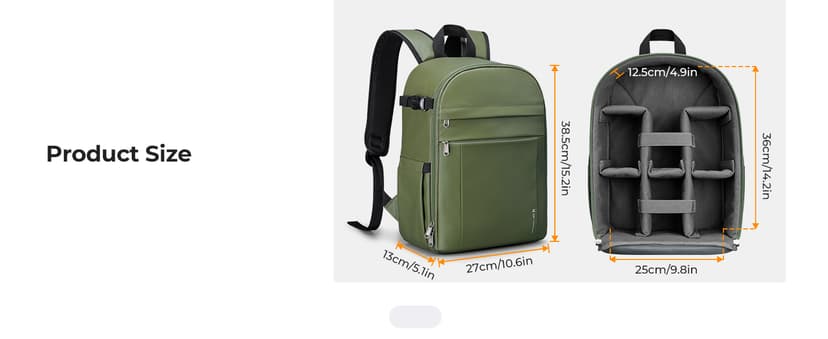 K&F CONCEPT Camera Bag Backpack, Professional DSLR/SLR/Mirrorless Camera Backpack, Photography Camera Case with Tripod Holder & Rain Cover Compatible with Canon/Sony/Nikon/FUJIFILM