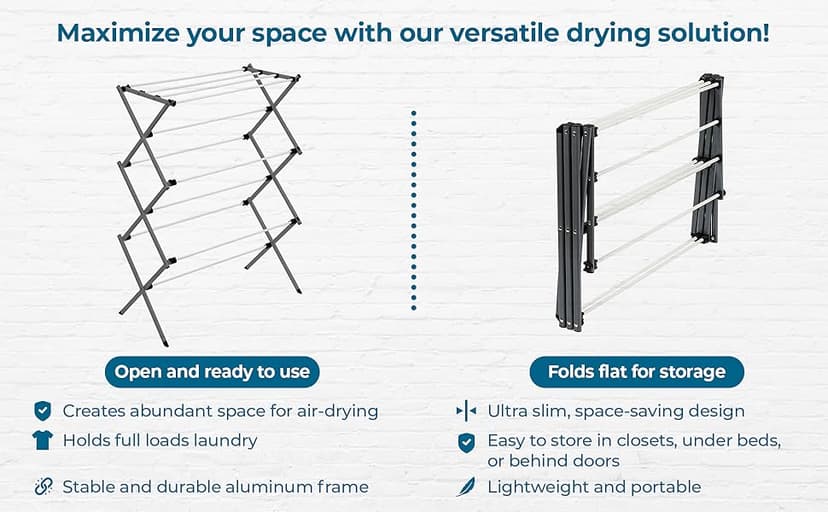 Honey-Can-Do Collapsible Clothes Drying Rack – Durable, Space-Saving Laundry & Towel Rack, Sturdy Clothing Rack for Hanging Clothes Indoors & Outdoors, Steel