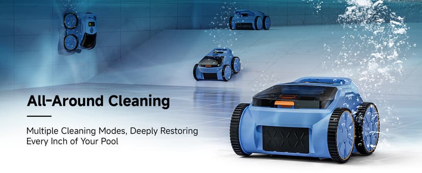 Pool Vacuum for Above Ground Pool, Lasts Up to 180 Mins, Self-Parking, LED Indicator, Wall Climbing Above Ground Pool Vacuum for Inground Pools, Robotic Pool Cleaner for Pools up to 2000 Sq.ft