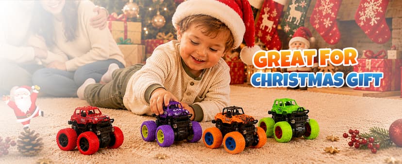 4 Pack Monster Trucks Toys for Boys 2 3 4 5 6 7 Year Old, Friction Powered Pull Back Car Toys for Toddlers Kids Ages 3-5 2-4 4-7, Best Birthday Christmas Party Gift for Boys and Toddlers B07SRZ87DF