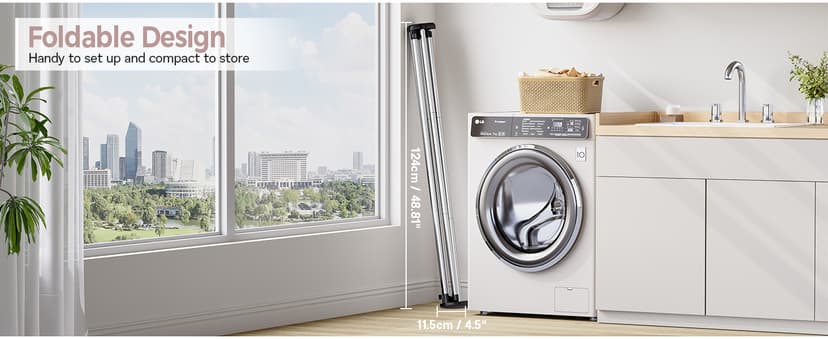 TOOLF Clothes Drying Rack Foldable, Laundry Drying Rack Stainless Steel, Portable Clothes Rack, Drying Rack for Clothing, Indoor Outdoor, Free-Standing, Large Capacity