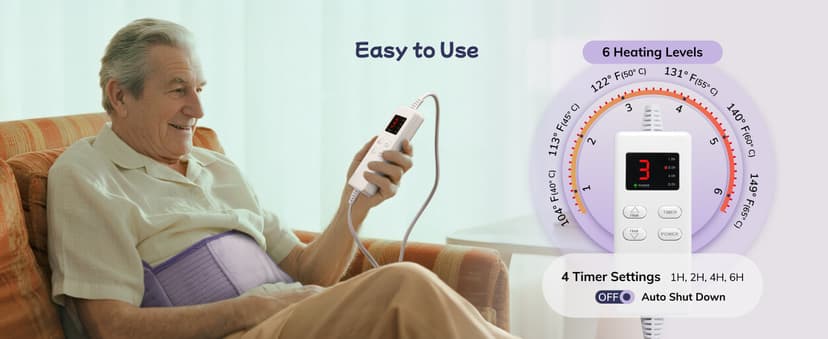 Heating Pad for Period Cramps, Upgraded Wrap Heating Pad for Back Pain Relief, Large 12''x 24''Heat Pad +26" Belt Adjustable 4 Timer 6 Heat Level Auto Shut Off, Christmas Birthday Gifts for Women Mom B0FK5CJXRX