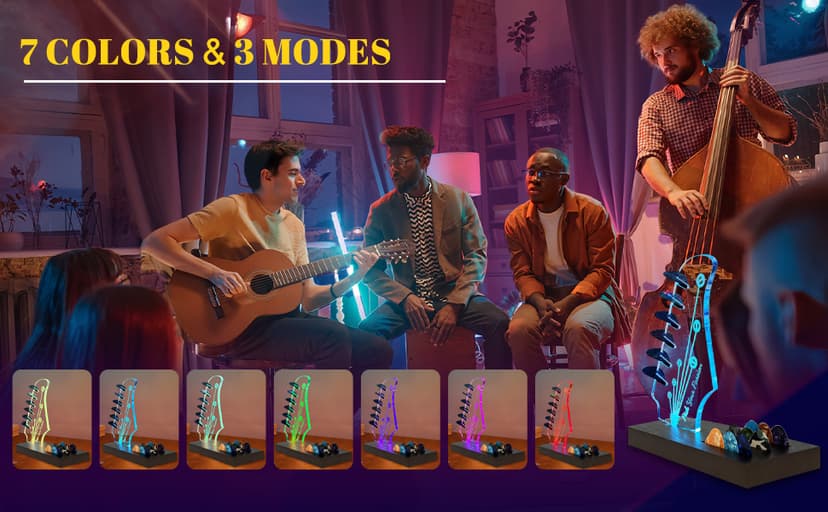 Wooden Guitar Pick Holders Music Gift for Men Guitar Music Lovers Players Guitarist, Guitar Accessories NZNDB Light Up Guitar Pick Holder for Picks Storage and Display B0DFPMTBMF